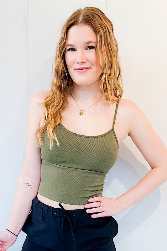 Maxine Olive Bra Cup Crop Top