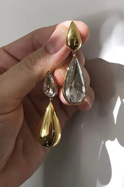 Natural Elements Gold Teardrop Stone Earrings