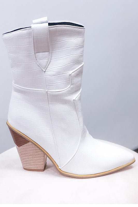 Coachella White Western Bootie