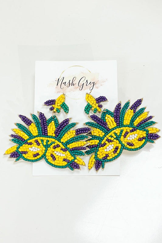 Mardi Masquerade Beaded Earrings