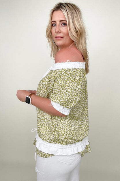 Heyson Convertible Ditsy Floral Button Down Blouse